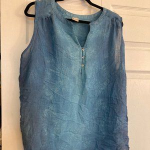 Faded Glory Plus Size Top Shirt Blouse Size 3XL Blue Ombre Buttons Sleeveless